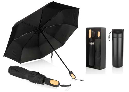 Kit de paragua negro con termo POP